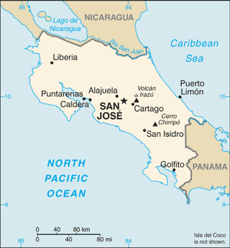 costa rica villes carte